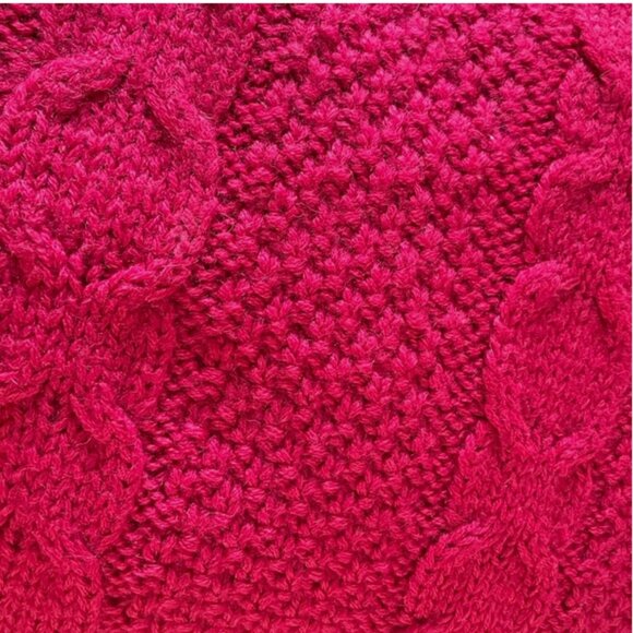 Vintage LL Bean Women’s 100% Wool Sweater Fisherman Cable Knit XL Pockets - Picture 13 of 16